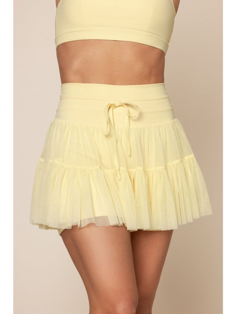 Popflex Yellow Ruffle Mesh Tennis Skort Built-In Shorts Size M